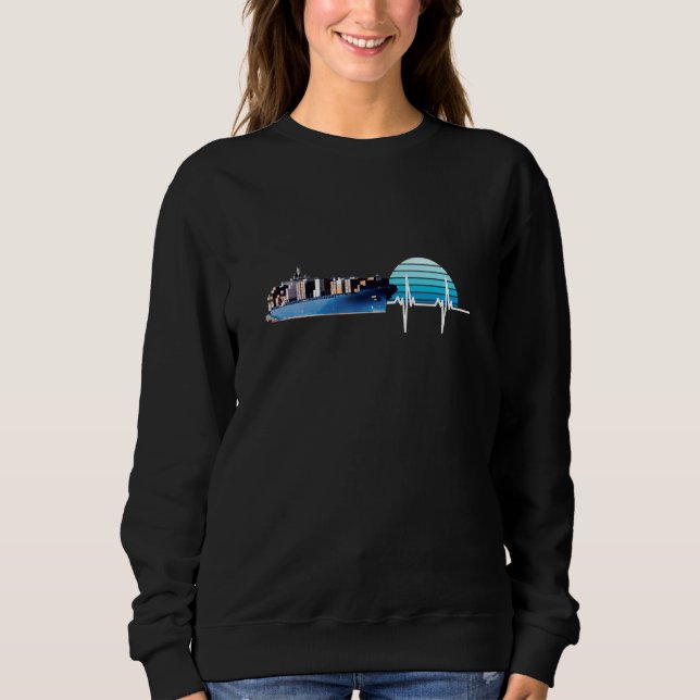 Behållare Frakt kapten Heart Beat Retro För manar  T Shirt (Framsida)