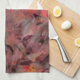 Behållare i röda nyanser på svart grått-kornig bak kökshandduk