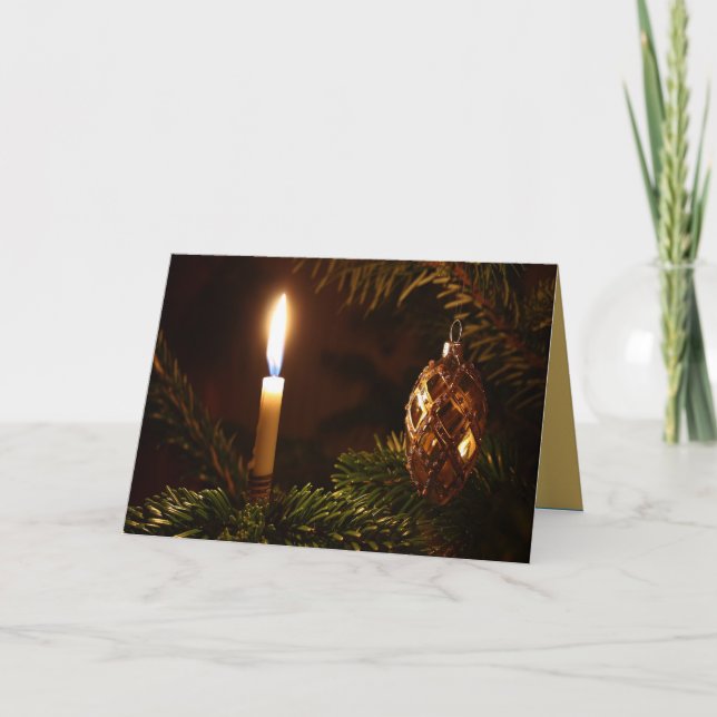 Behållarkort för Helgdag Candle Träd Helgkort (Framsida)