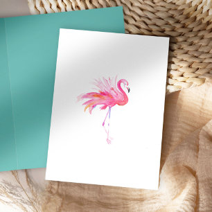 Behållarkort för Rosa av vattenfärg i Flamingo-gåv Helgkort