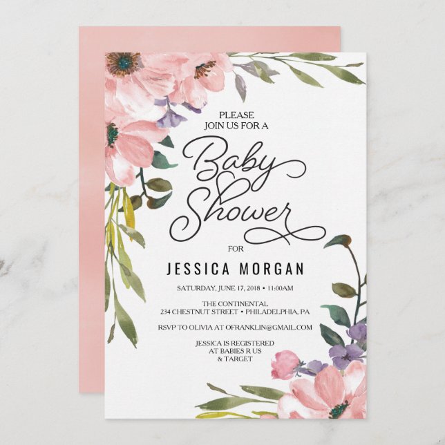 Behållarkort för spädbarn i Tea Ro Inbjudningar (Fram/baksida)