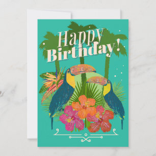 Behållarkort för Tropical Toucans Grattis på födel Tack Kort