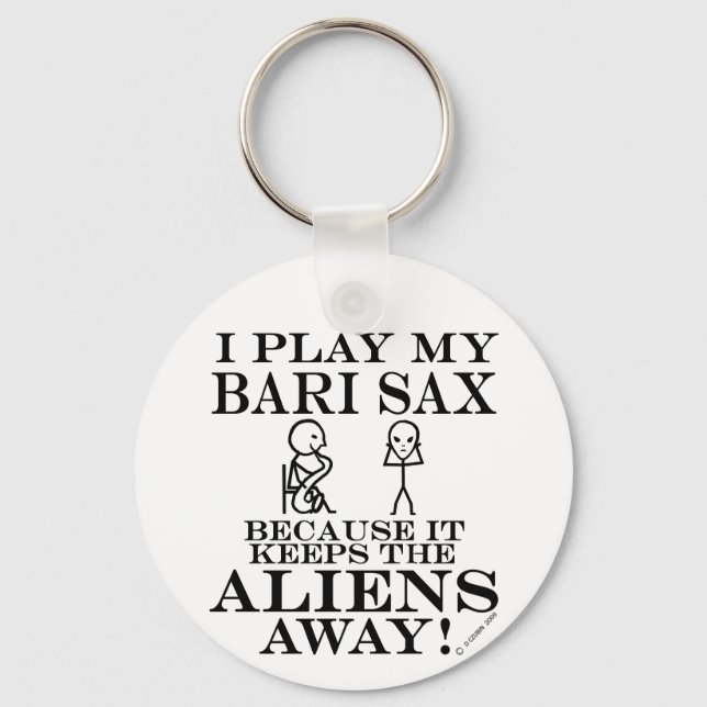 Behållas Utomjordingars Away Bari Sax Nyckelring (Framsida)