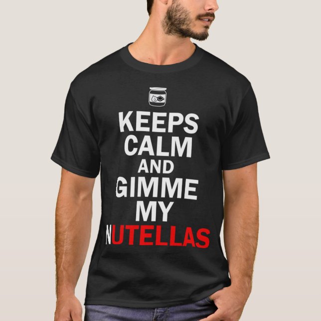 Behållor Lugnar och Gimmes My Nutellas Funny Red D T Shirt (Framsida)