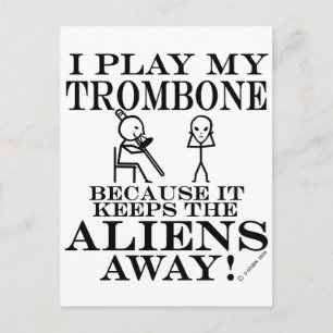 Behållor Utomjordingar runt trombone Vykort