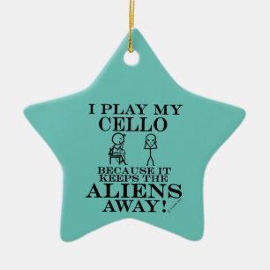 Behållor Utomjordingars Away Cello Ceramic Ornamen Julgransprydnad Keramik