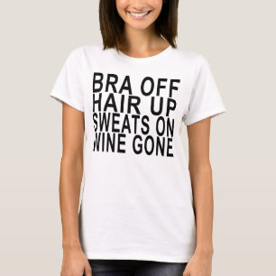 Behån av, hår upp, svettas på, borta kvinna fö t-shirt