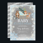 Behanddusch för Winter Blue Silver Snöflingor Wood Inbjudningar<br><div class="desc">Blåblått Silver-Snöflingor-babyduschinbjudan perfekt för dina inbjudningar till babyduschar under vintern</div>