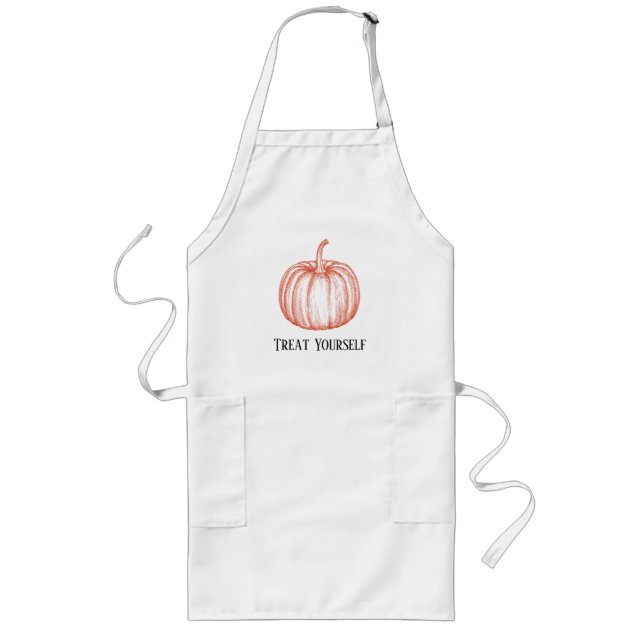 Behandla dig själv Halloween Höst Pumpa Långt Förkläde (Framsidan)