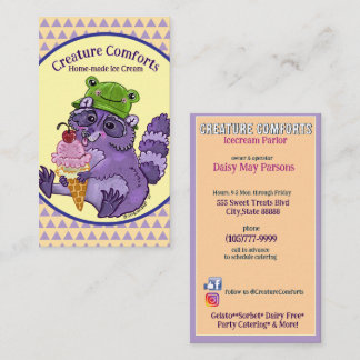 Behandla Dig Själv, Lila Tvättbjörn med Glass Visitkort