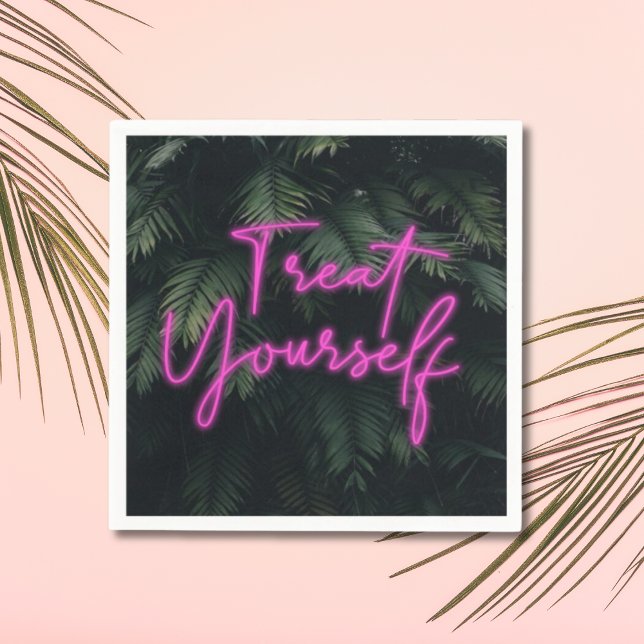 Behandla din egen tropiska neonteckningsdekoder fö pappersservett (Treat Yourself Neon Wedding Dessert Napkins)