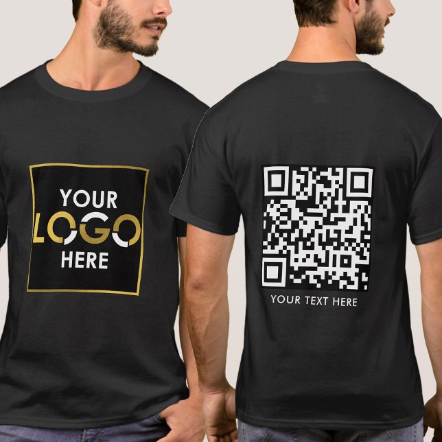 Behandla din Logotyp QR-kod Text - säljfrämjande s T Shirt (Business Your Logo QR Code Text Promotional Black T-Shirt)