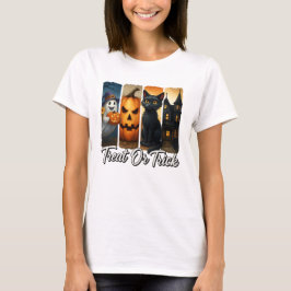 Behandla eller Trick Halloween Black Cat T Shirt