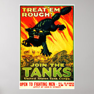 Behandla "Em Rough"! Gå med Tankerna US Världskrig Poster