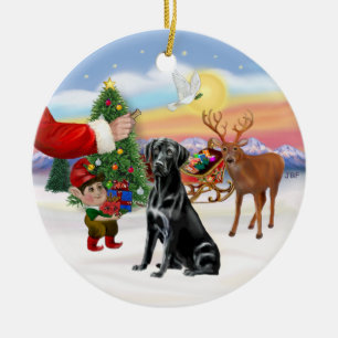 Behandla en Black Labrador Retriever Julgransprydnad Keramik