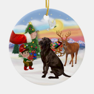 Behandla en choklad Labrador Julgransprydnad Keramik