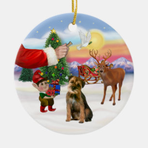 Behandla en Gräns Terrier Julgransprydnad Keramik