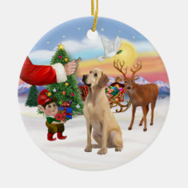 Behandla en Gult Labrador Julgransprydnad Keramik