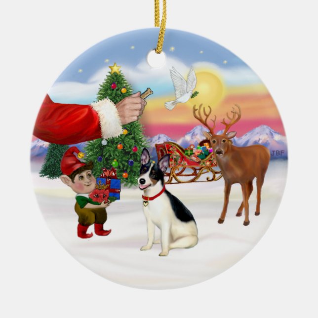 Behandla en Råtta Terrier Julgransprydnad Keramik (Framsidan)