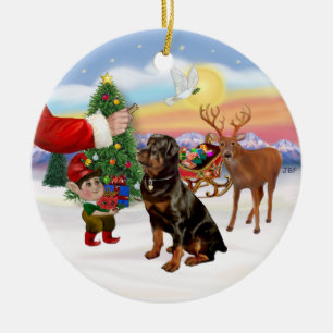 Behandla en Rottweiler Julgransprydnad Keramik