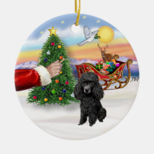 Behandla Leksak eller Min. Black Pudel Julgransprydnad Keramik