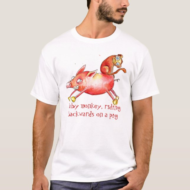 Behandla som ett barn apan som tillbaka rider på t shirt (Framsida)
