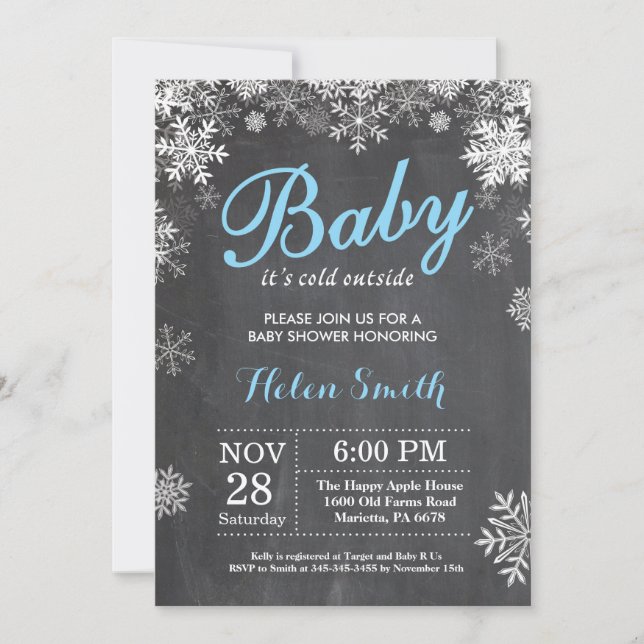 Behandla som ett barn dess kalla baby shower för inbjudningar (Framsida)