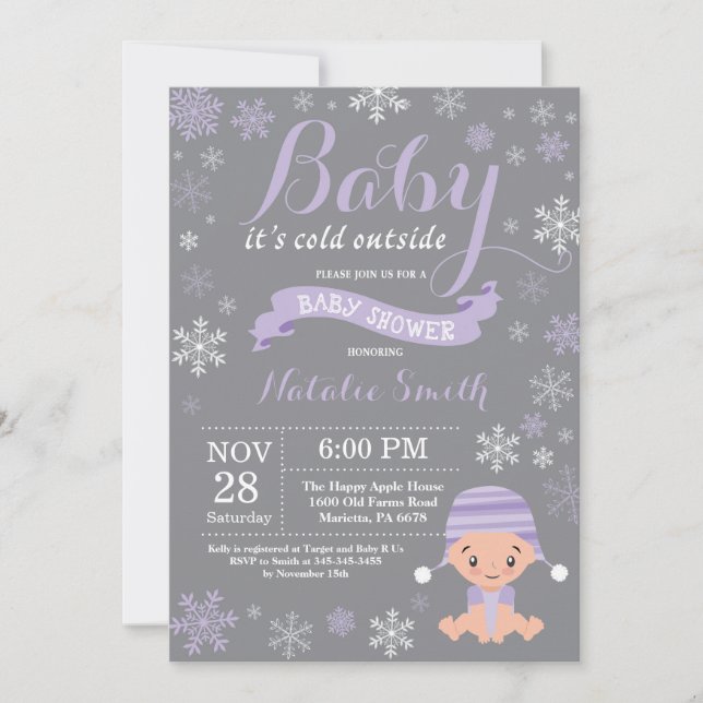 Behandla som ett barn dess kalla baby shower för inbjudningar (Framsida)