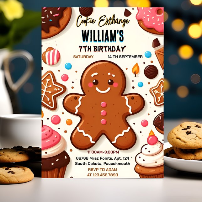 Behandla söta söta barn Cookie Exchange 1:a födels Inbjudningar (Skapare uppladdad)
