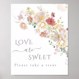 Behandla Watercolor Wildblomme Lila Vår Möhippa  Poster