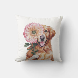 Behandlande illustration av golden Retriever Water Kudde
