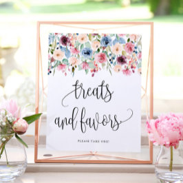 Behandlar + Förmånlig Vattenfärg Blomma Blommar Poster