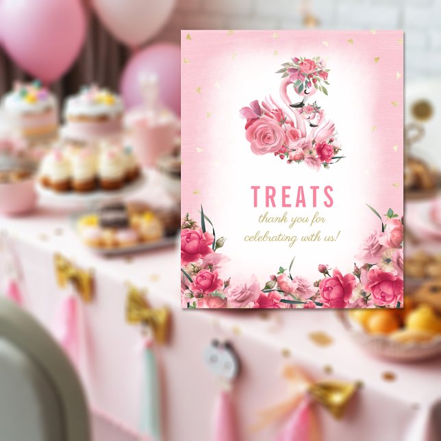 Behandlar skylt baby shower rosa flamingo balettda (Skapare uppladdad)
