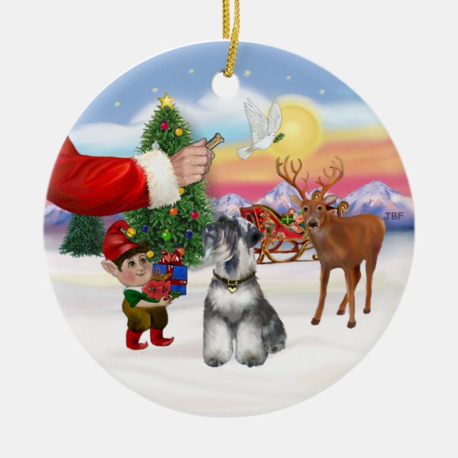 Behandling av Schnauzer (naturligt öron) Julgransprydnad Keramik (Framsidan)