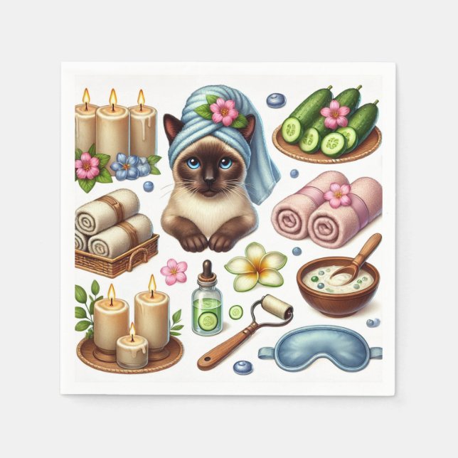 Behandling med Spa Cat Themes för Cat Lovers Pappersservett (Framsidan)