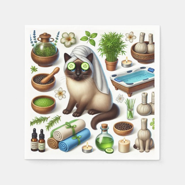 Behandling med Spa Cat Themes för Cat Lovers Pappersservett (Framsidan)
