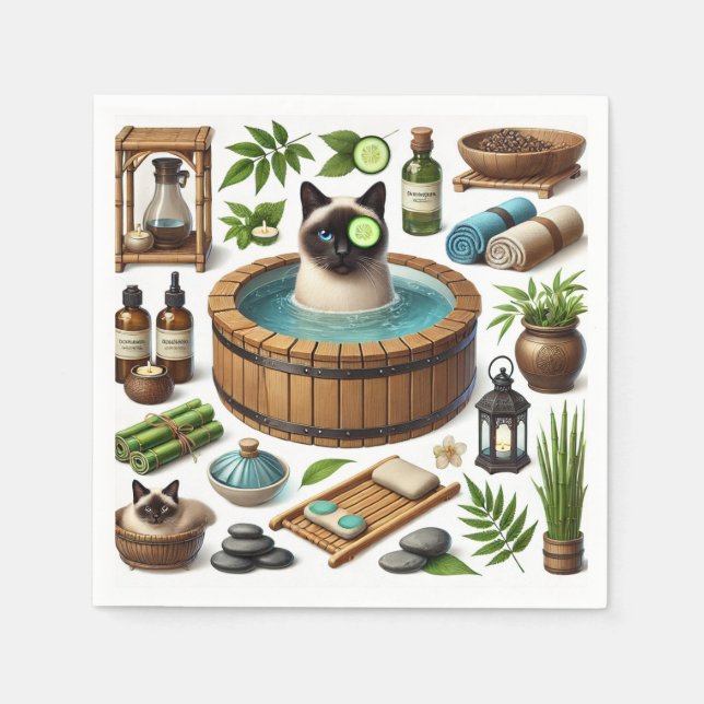 Behandling med Spa Cat Themes för Cat Lovers Pappersservett (Framsidan)