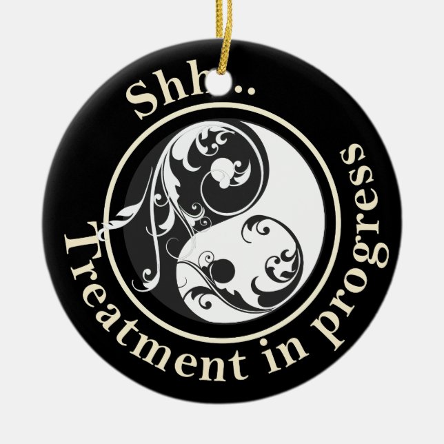 Behandling Yin Yang Door Hanger Yang Julgransprydnad Keramik (Framsidan)