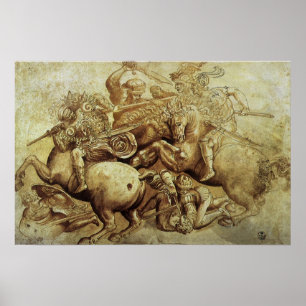 Behandlingen av Anghiari av Leonardo da Vinci Poster