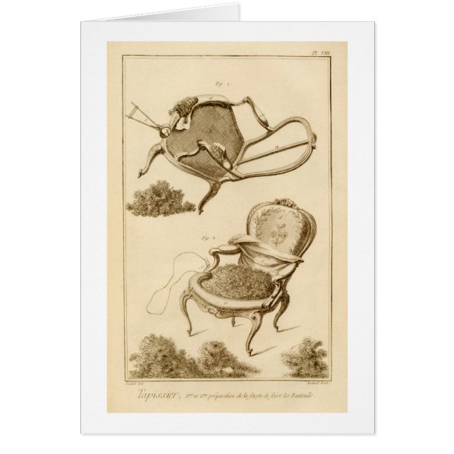 Behandlingen av att stoppa en stol, från 'Encen Hälsningskort (Framsidan)