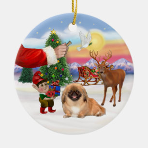 Behandlingen av en pekingese (#1) julgransprydnad keramik