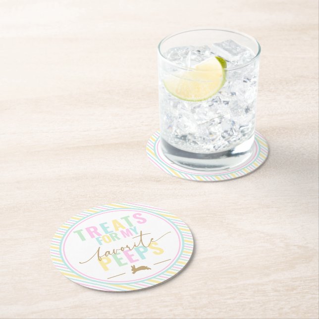 Behandlingen för min peeps-Påskhare Pastel Rand Underlägg Papper Rund (Insitu)