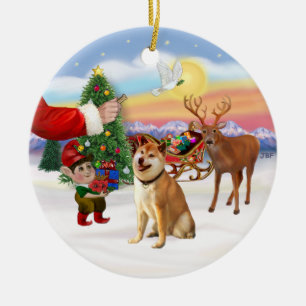 Behandlingen för Shiba Inu Julgransprydnad Keramik