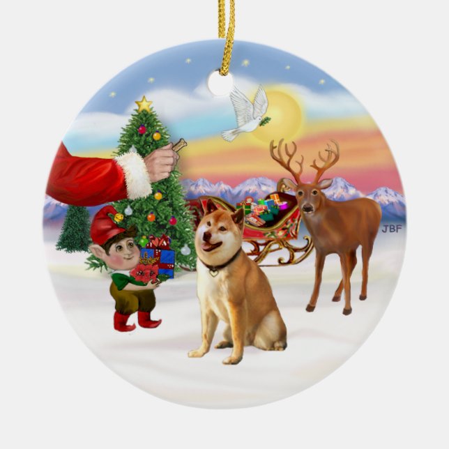 Behandlingen för Shiba Inu Julgransprydnad Keramik (Framsidan)