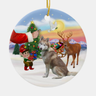 Behandlingen för Siberian husky (röd) Julgransprydnad Keramik