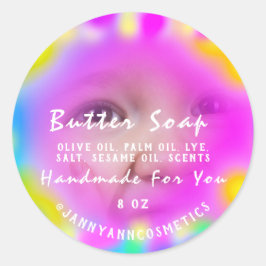 Behandlingen med butter Soap Cosmetic Baby Hologra Runt Klistermärke