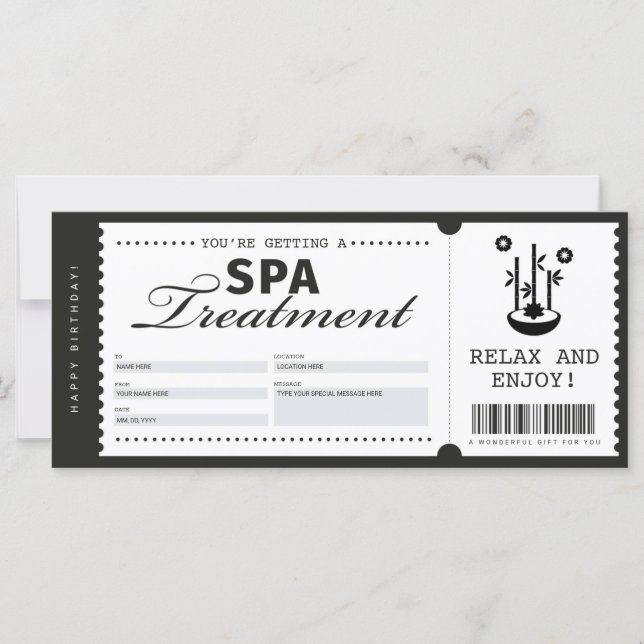 Behandlingsintyg för gift-kuponger för spa-dag-mas (Framsida)