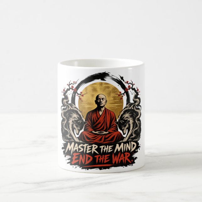 Behärska sinnet avsluta kriget Dhammapada Kaffemugg (Center)