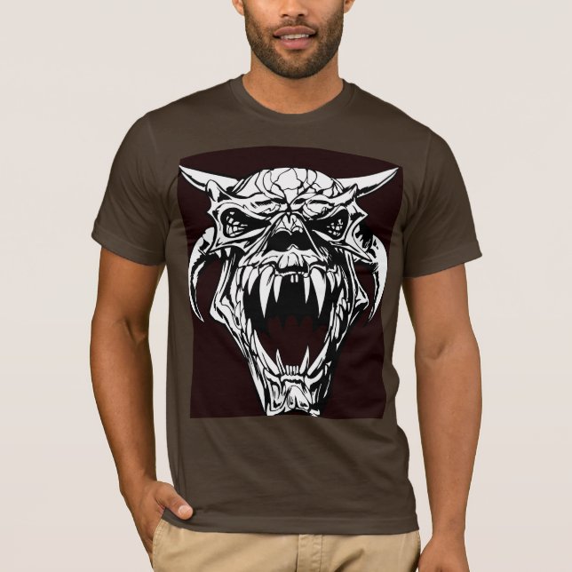 Behårt Dödmonsterskelett Mörk Fantasy Vektor Gra T Shirt (Framsida)