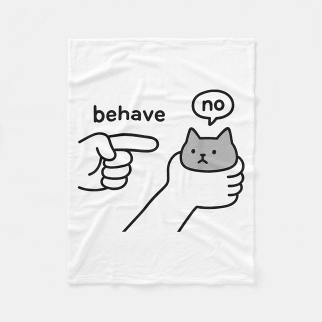 Behave No Funny Cat Meme Cartoon Design  Fleecefilt (Framsidan)